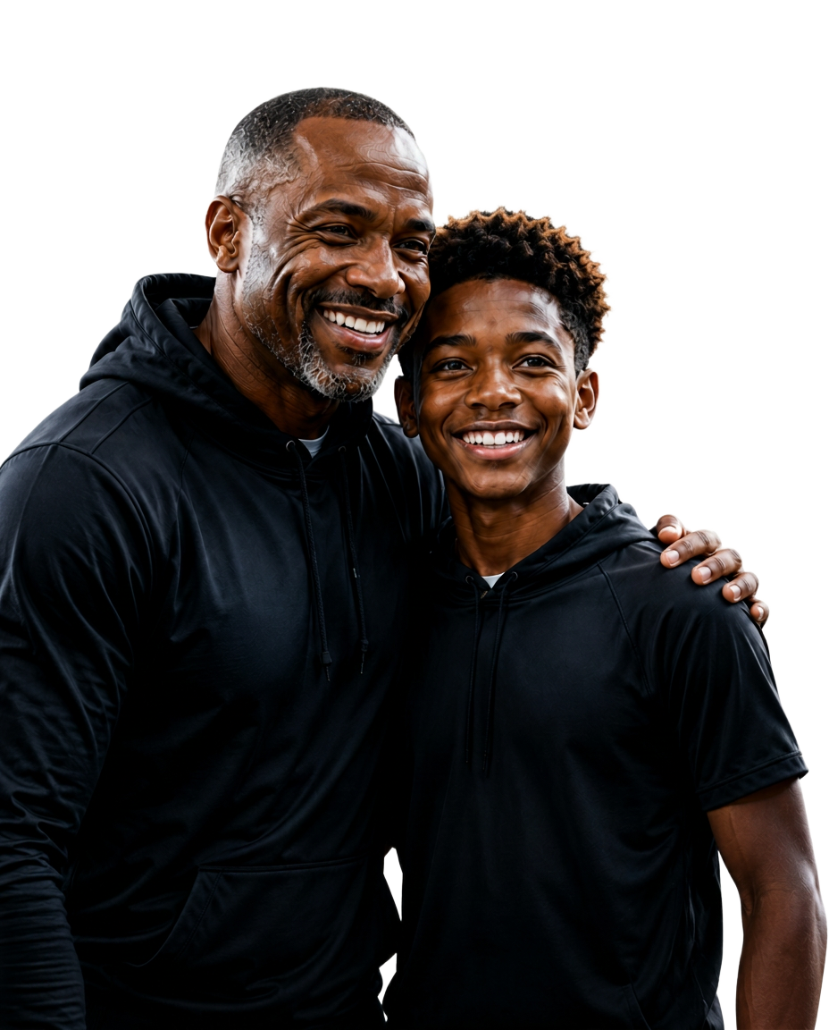 Nicroy Thomas mentoring a young athlete